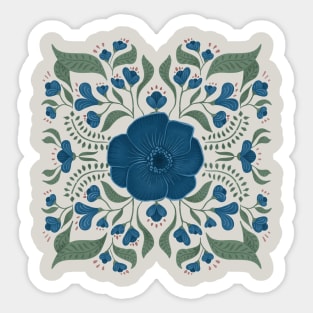 Blue Boho Symmetrical Floral Sticker